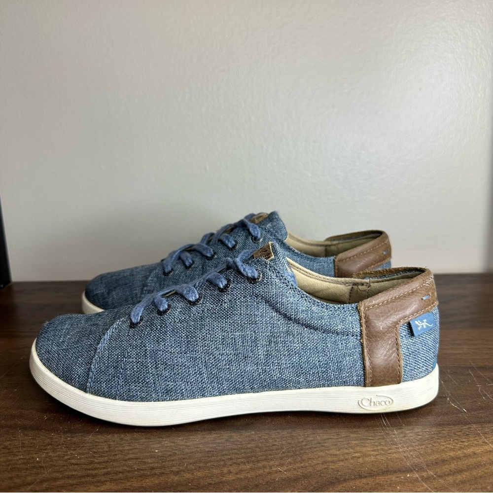 Chaco Ionia Blue Canvas Lace Up Sneakers Sz 7 Womens